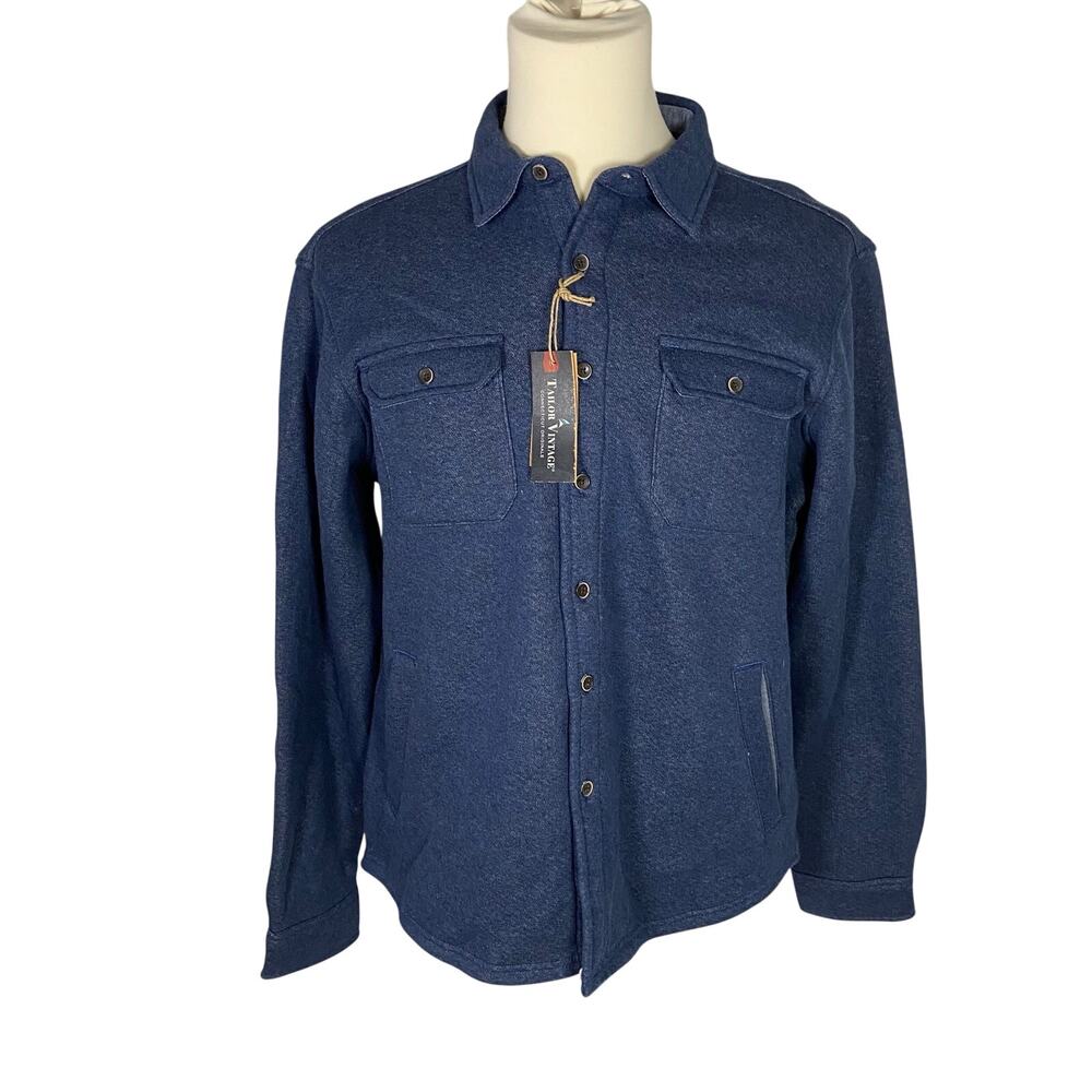 Nwt Tailor Vintage Long Sleeves Fleece Button Down Blue Shacket Large